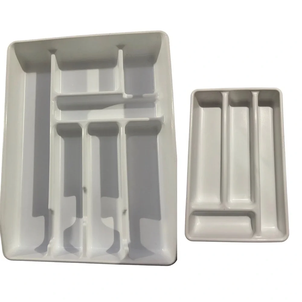 Vintage Rubbermaid white silverware holders 0521 0522 large and small